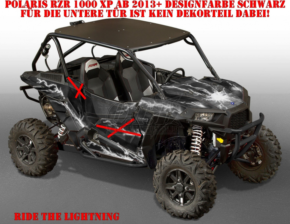 Ride the Lightning Schwarz für Polaris RZR 1000 XP/Turbo 2 Türer 2013-2018